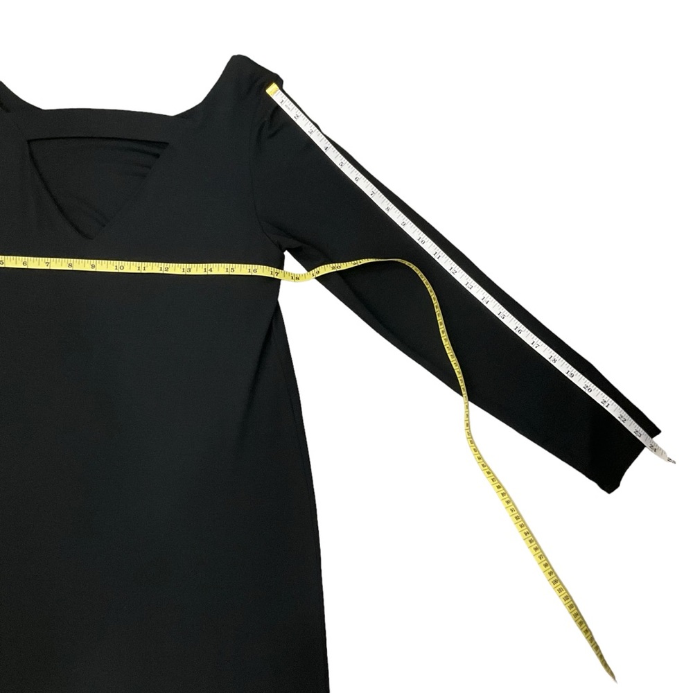 Eileen Fisher Shift Dress Black Ballet Neck Cut-Out Back Classic LBD  Si… - Picture 15 of 16